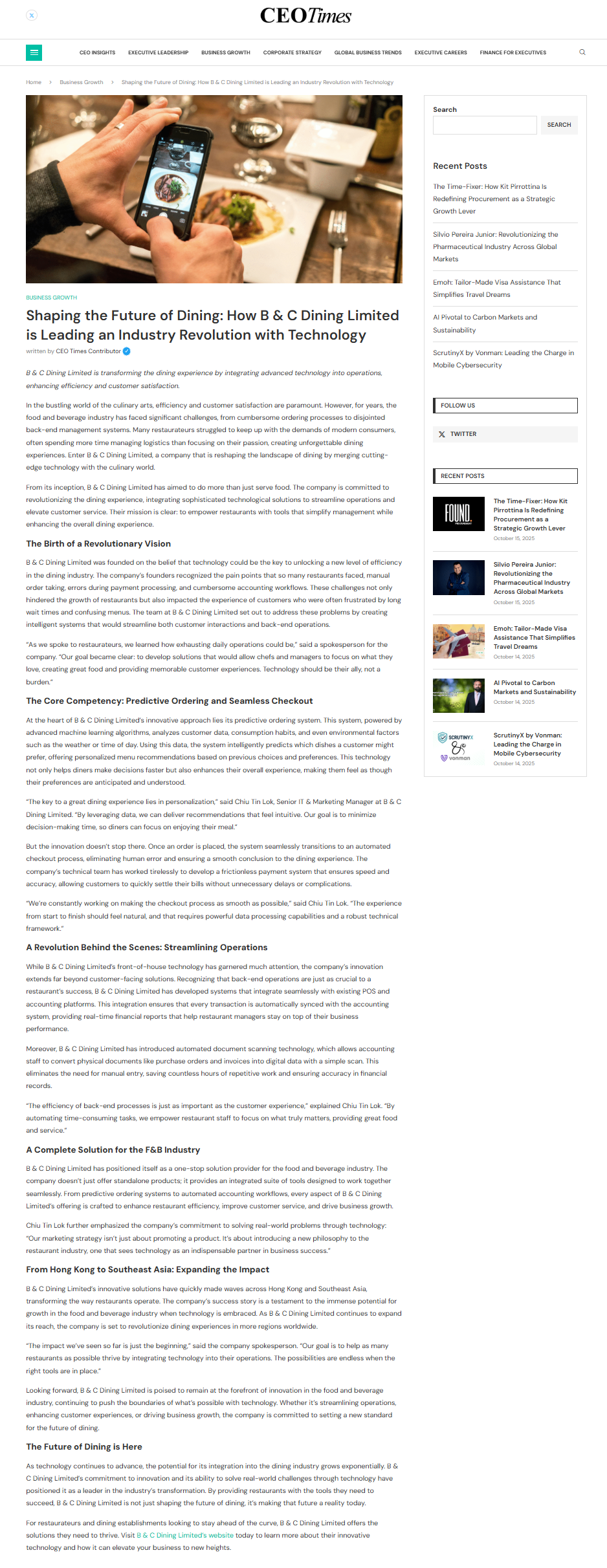 CEO Times 媒體報導截圖